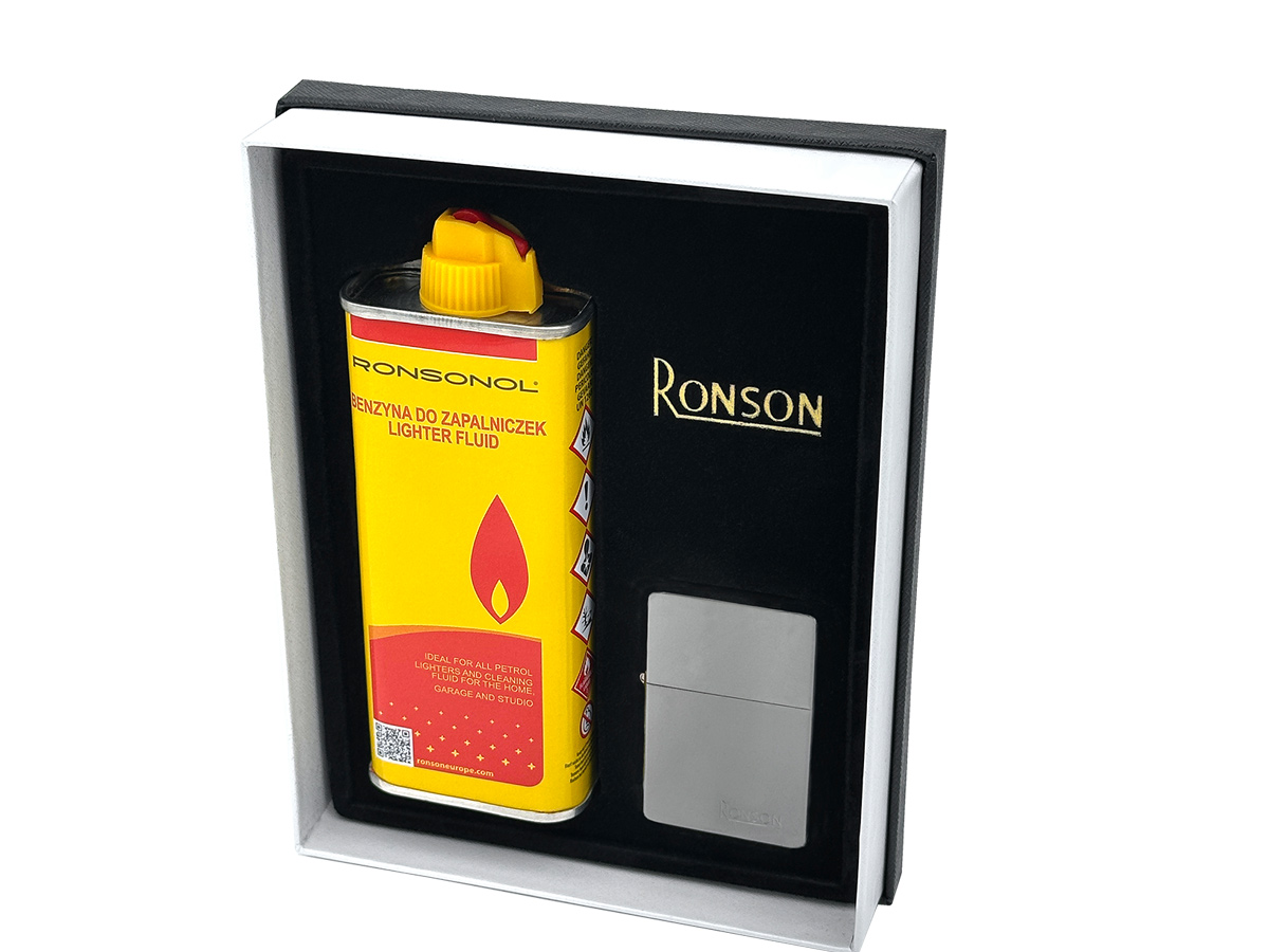 Ronson Gift Set Fluid + Lighter Gun Metal Shiny